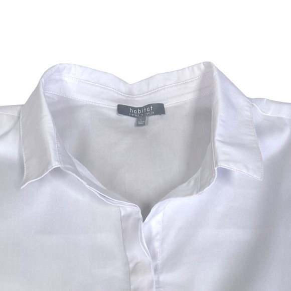 HABITAT The One White Button Down Tunic Shirt Top With Pockets Women's Size L - Picture 8 of 16